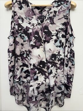 Simply Vera Vera Wang Large Purple & Black Floral Tank Blouse
